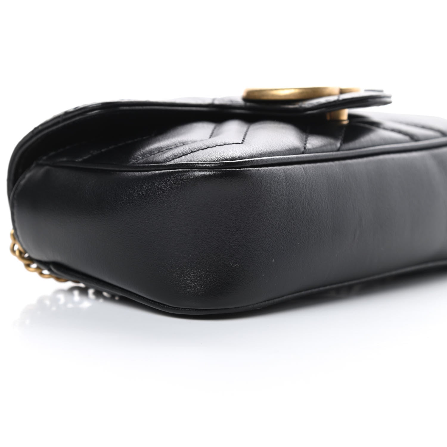 Gucci Calfskin Matelasse Super Mini GG Marmont Shoulder Bag Black 9 of 11