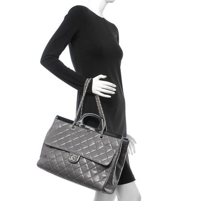 Chanel Glazed Calfskin Quilted Large CC Delivery Tote Grey 2 of 13