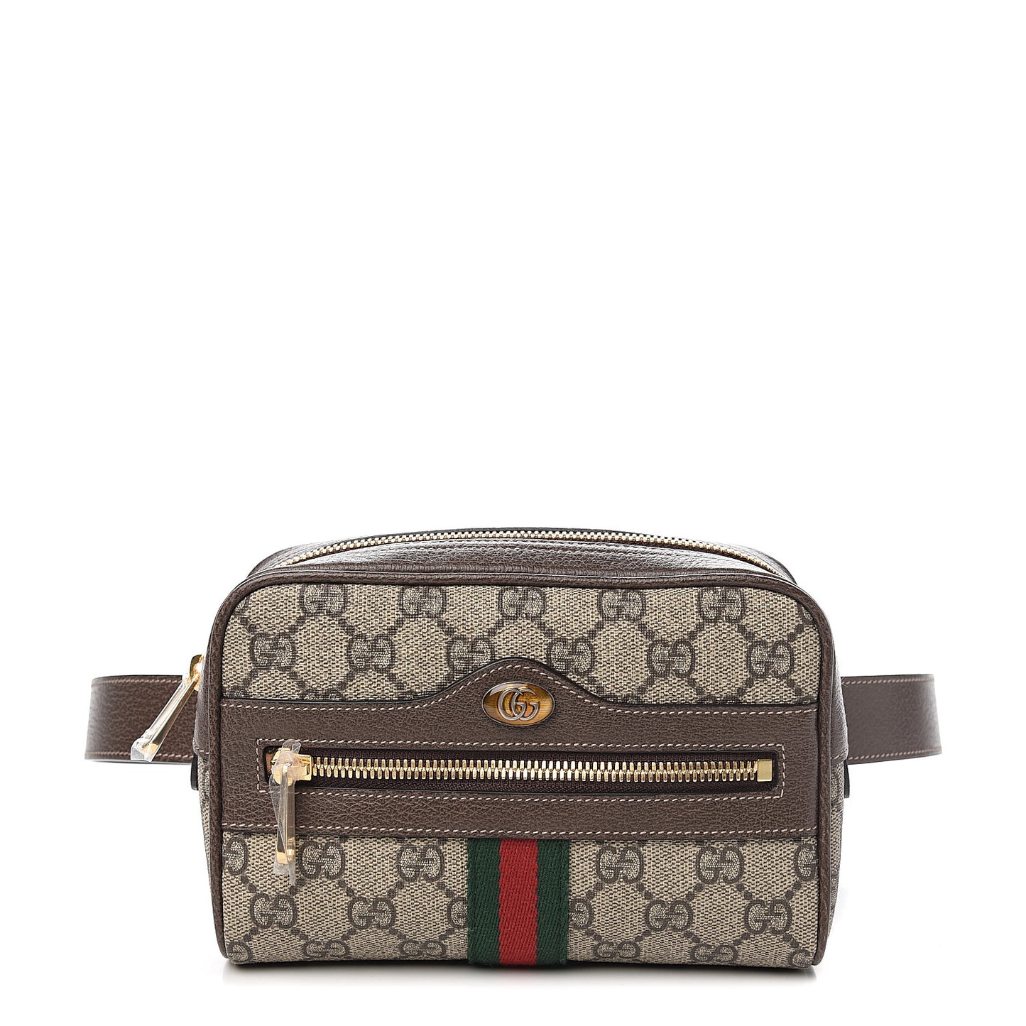 GG Supreme Monogram Web Small Ophidia Belt Bag 85 34 Dark Brown