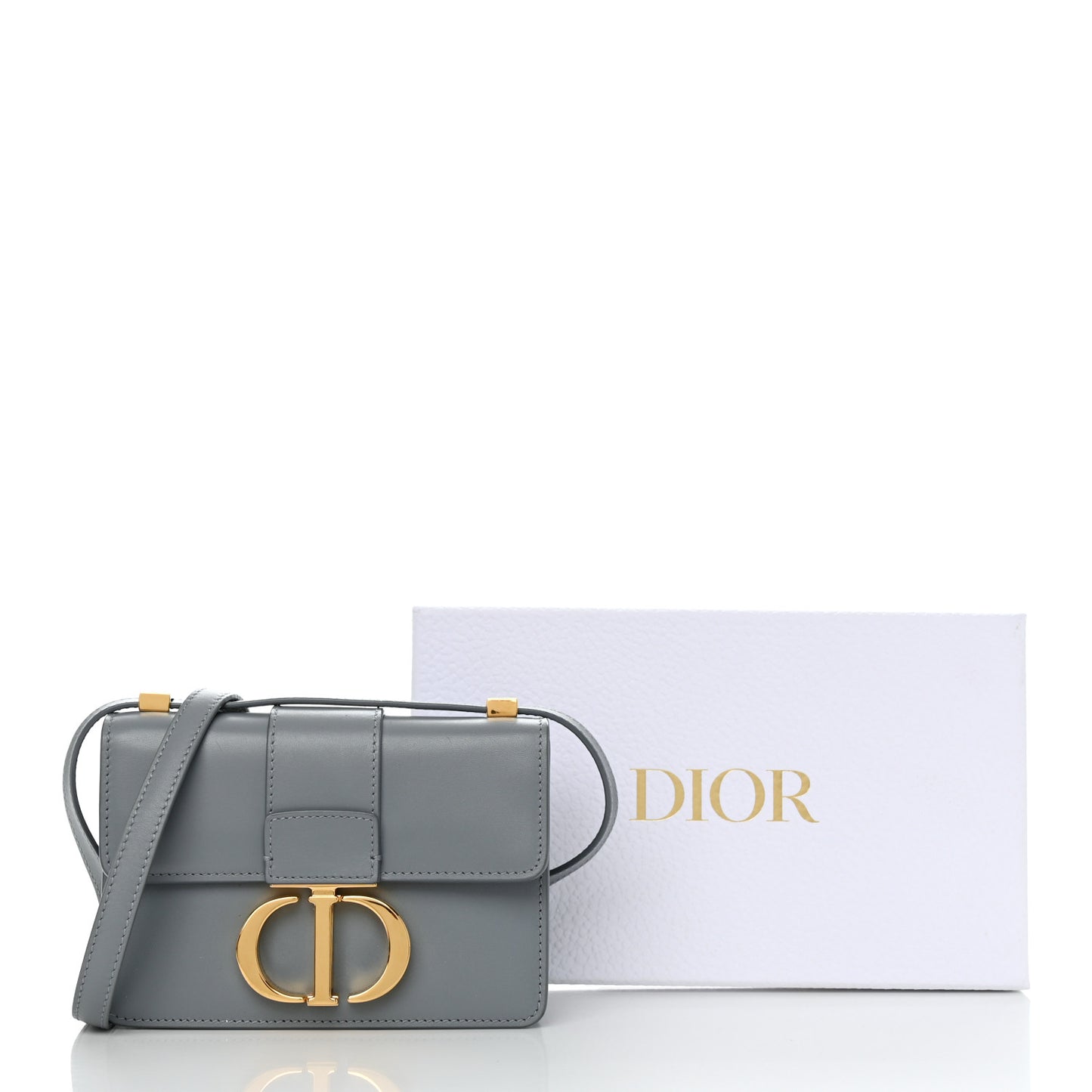 Smooth Calfskin Micro 30 Montaigne Flap Bag Blue Gray