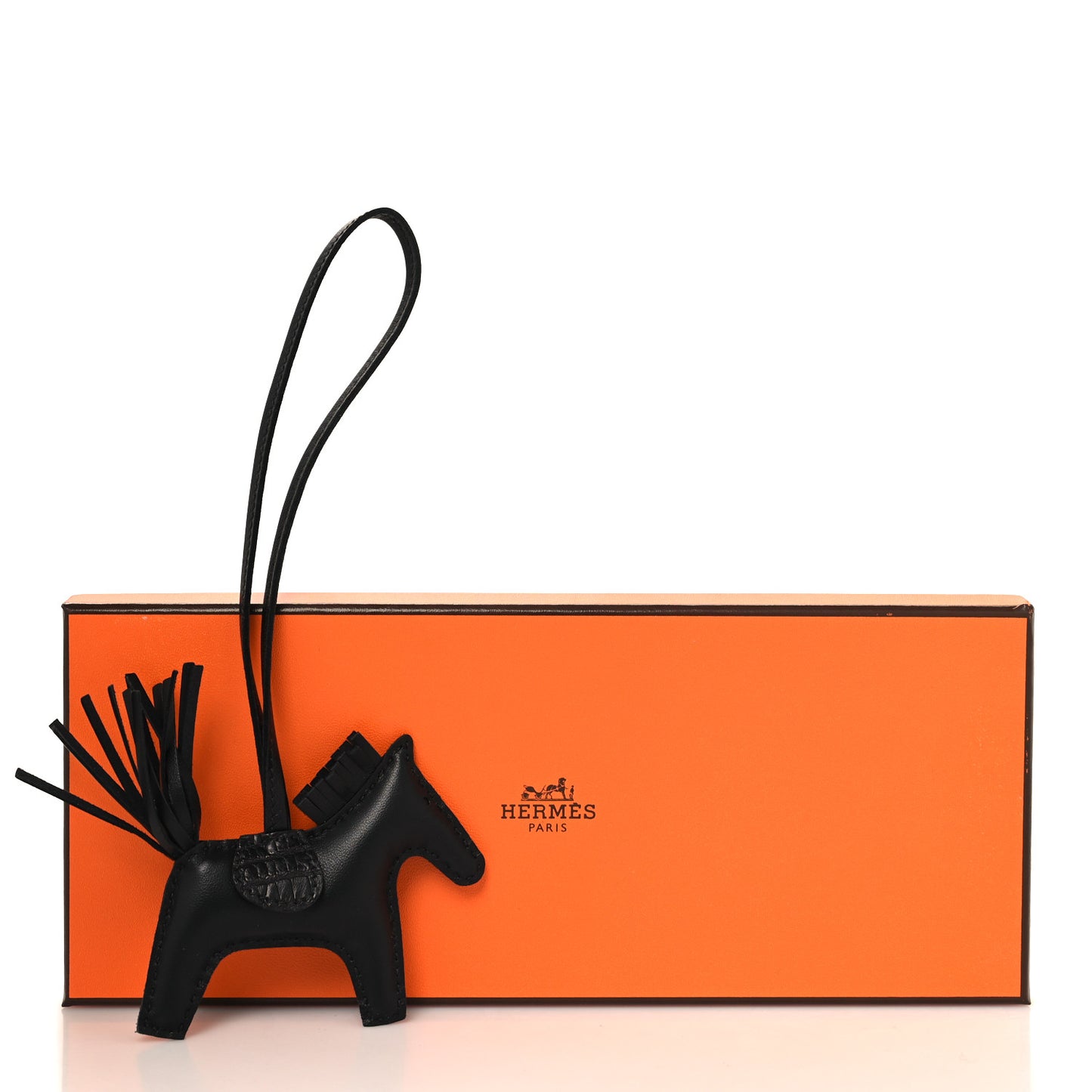Milo Lambskin Matte Alligator Touch Grigri Rodeo Horse Bag Charm PM Black