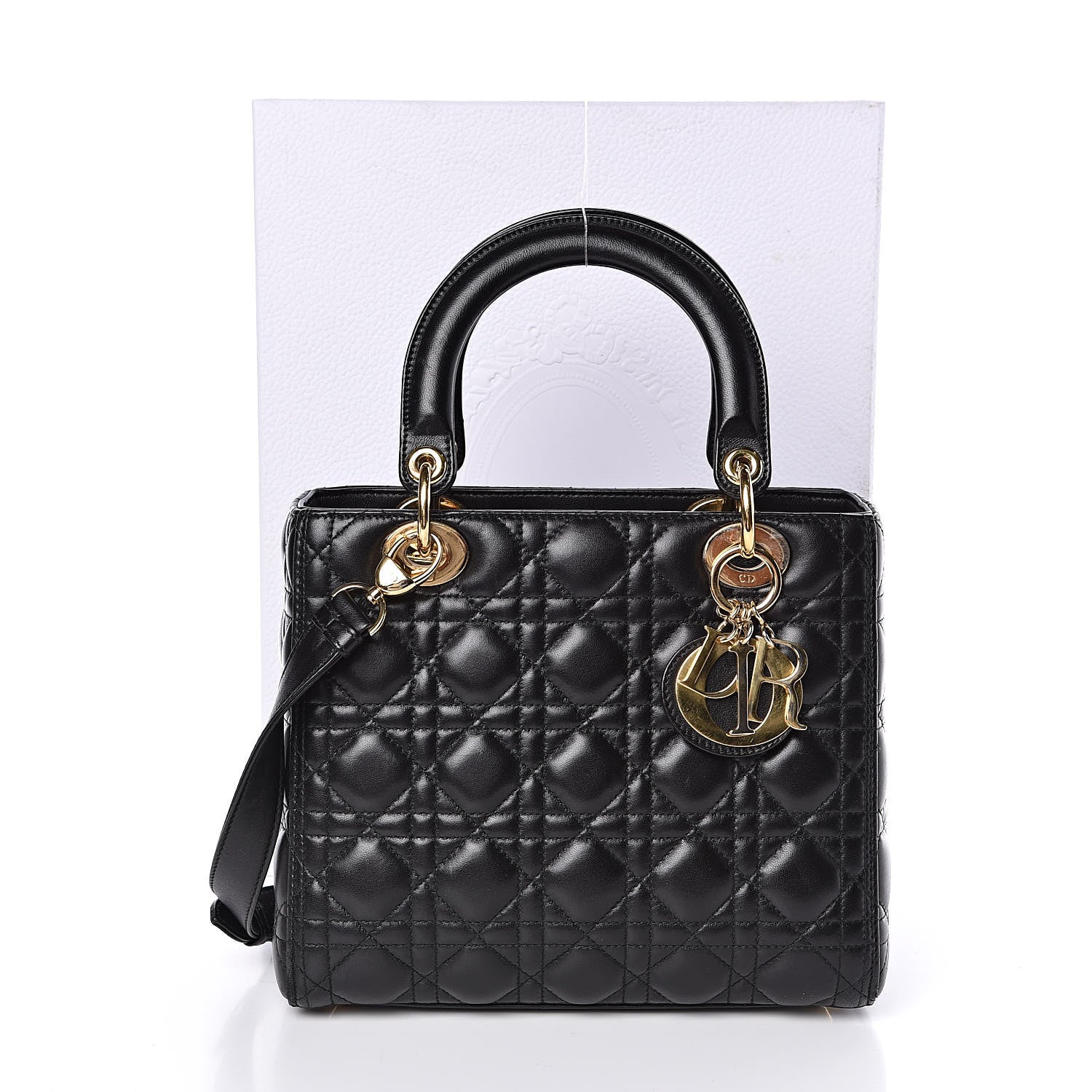 Christian Dior Lambskin Cannage Medium Lady Dior Black 15 of 15