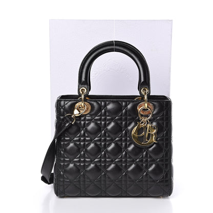 Christian Dior Lambskin Cannage Medium Lady Dior Black 15 of 15