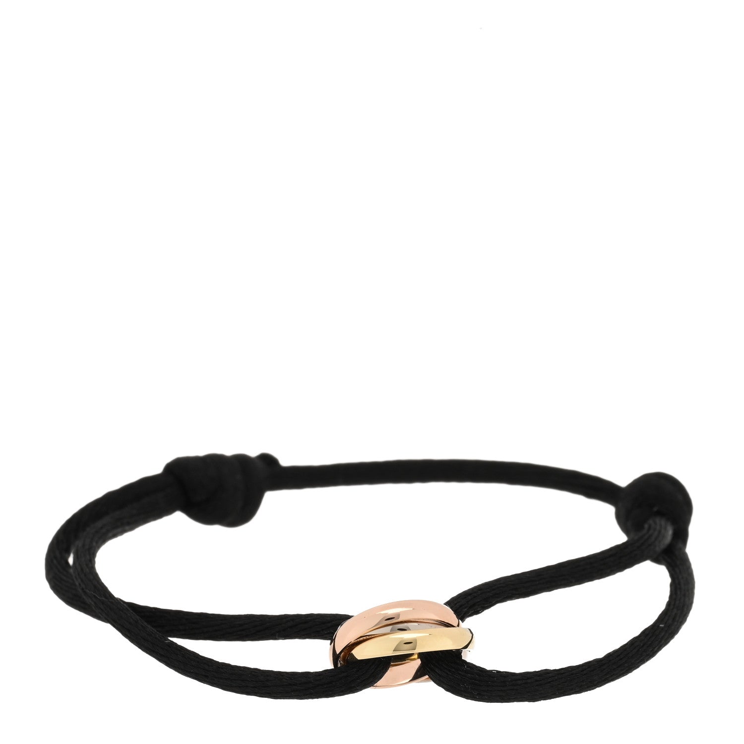 Cartier 18K Pink Yellow White Gold Trinity Adjustable Cord Bracelet Black 1 of 4