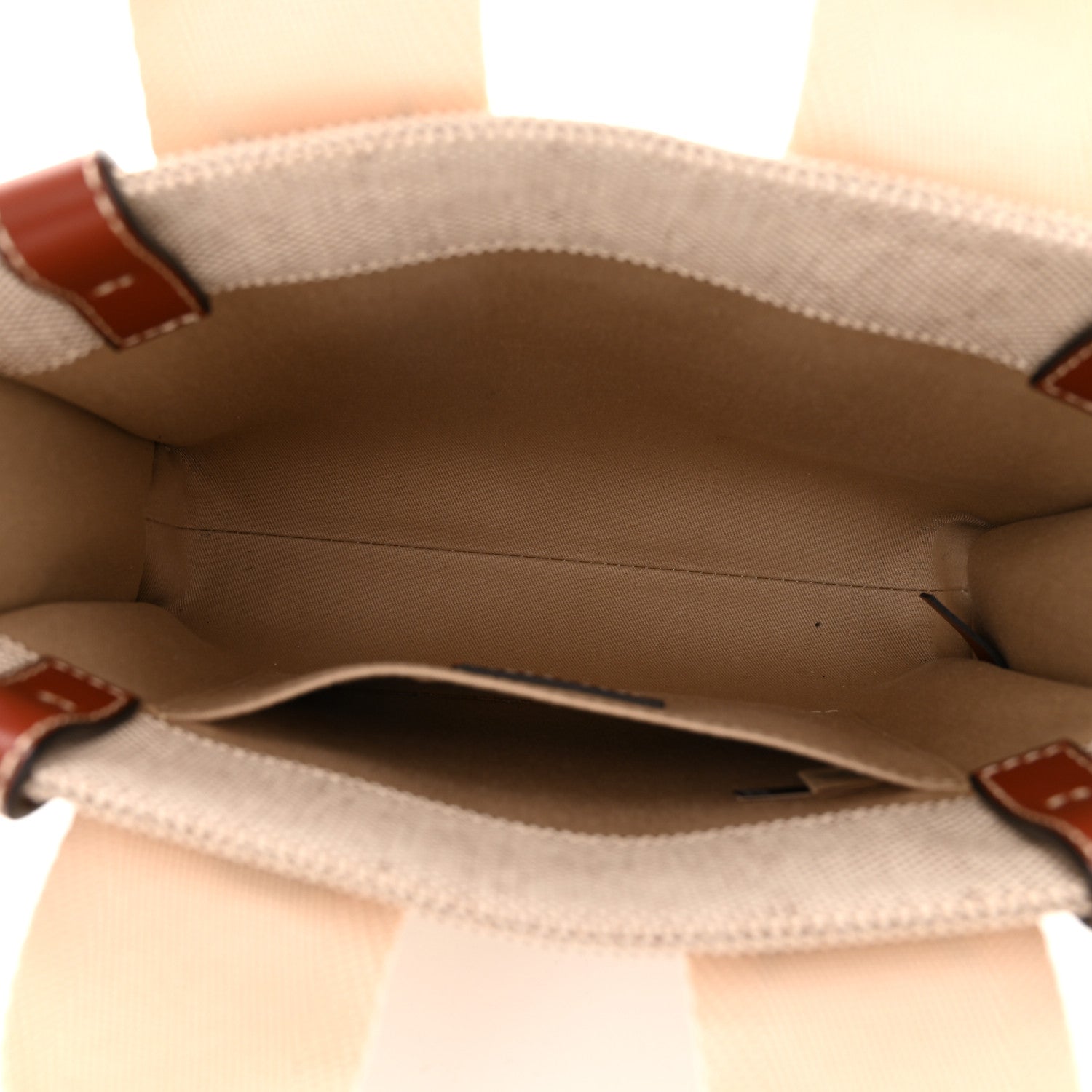 Chloe Cotton Calfskin Small Woody Ribbon Tote White Brown 5 of 12