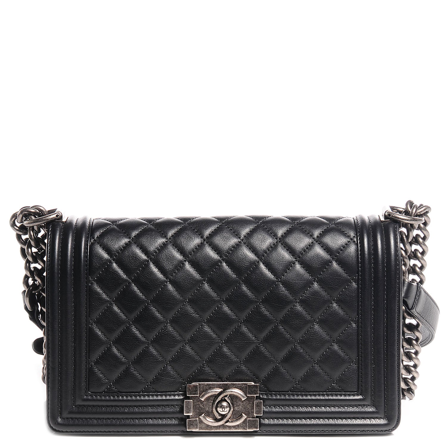 Chanel Metallic Calfskin Quilted Medium Boy Flap Black 1 of 9