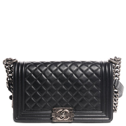 Chanel Metallic Calfskin Quilted Medium Boy Flap Black 1 of 9