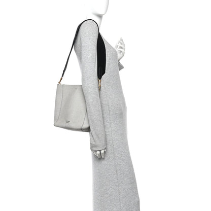 Celine Textured Canvas Small Sangle Bucket Bag Black White 2 of 9