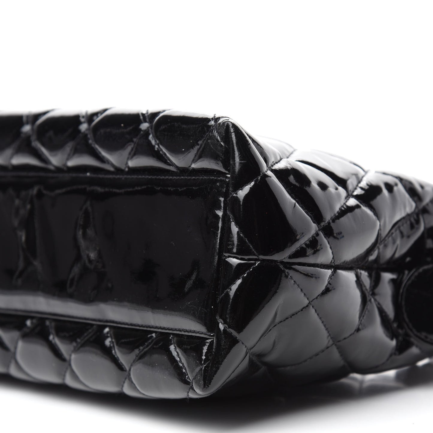 Patent Quilted Tote Black