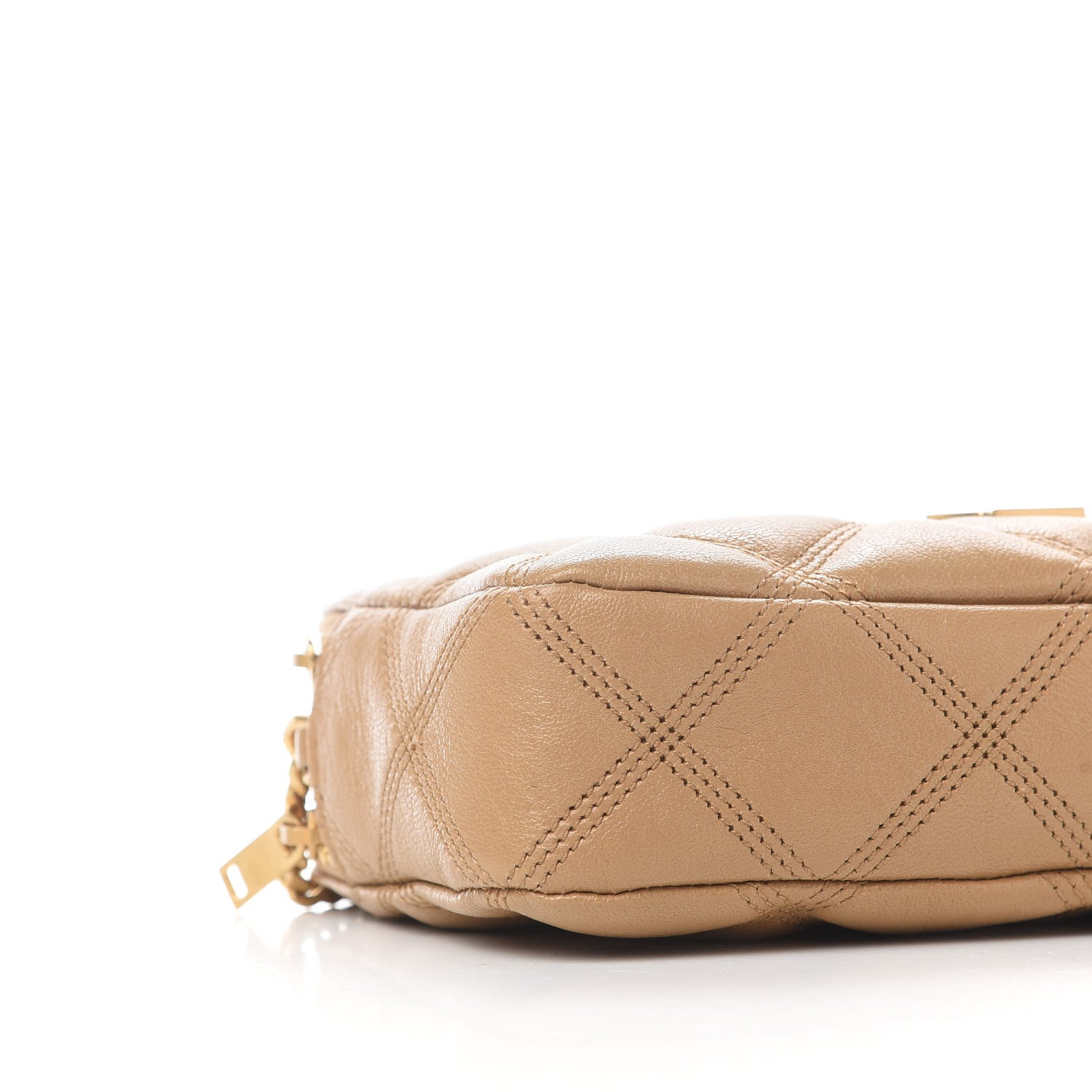 Saint Laurent Grained Lambskin Quilted Mini Becky Double Zip Bag Dark Beige 8 of 9