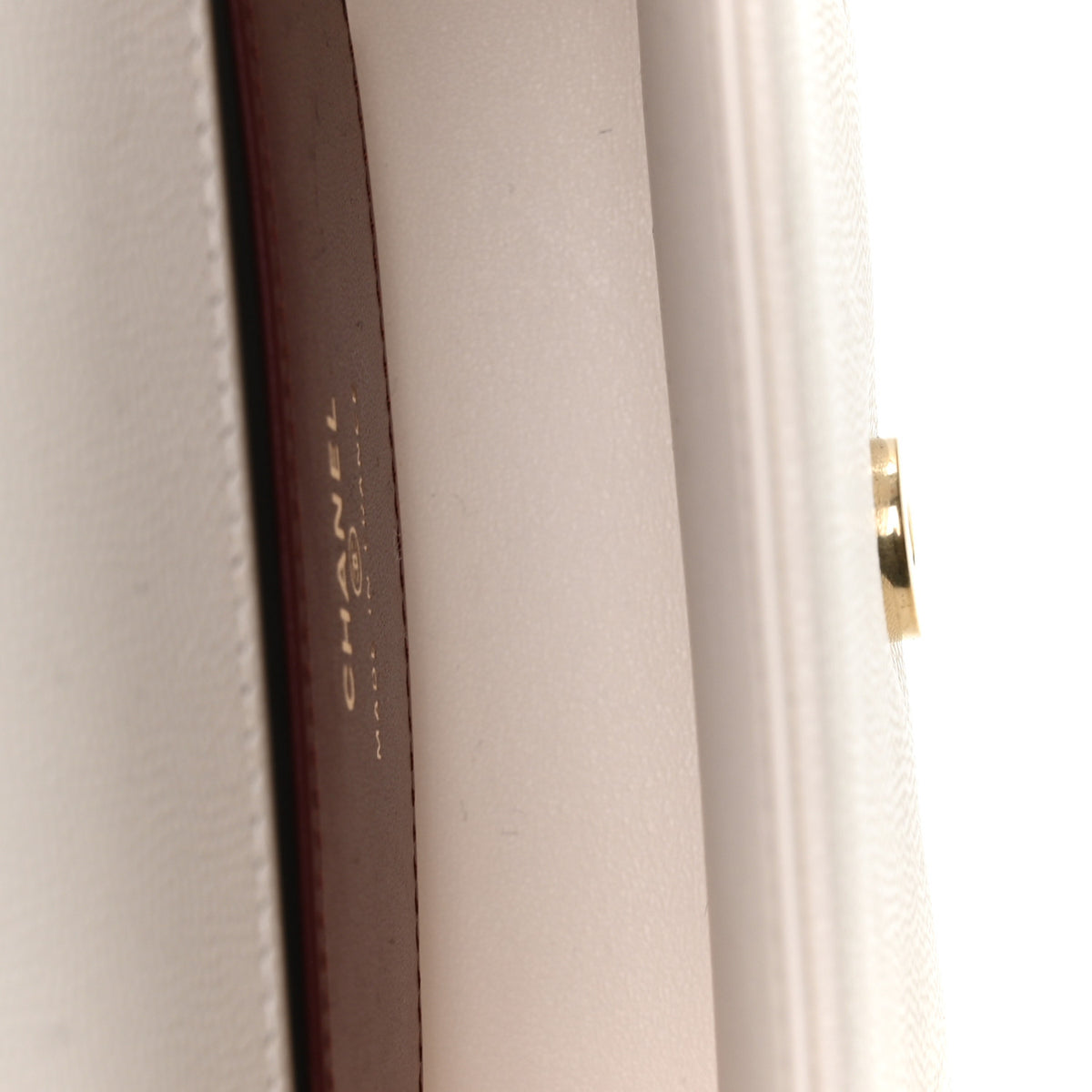 Shiny Caviar Mini Preppy Coco Shoulder Bag White
