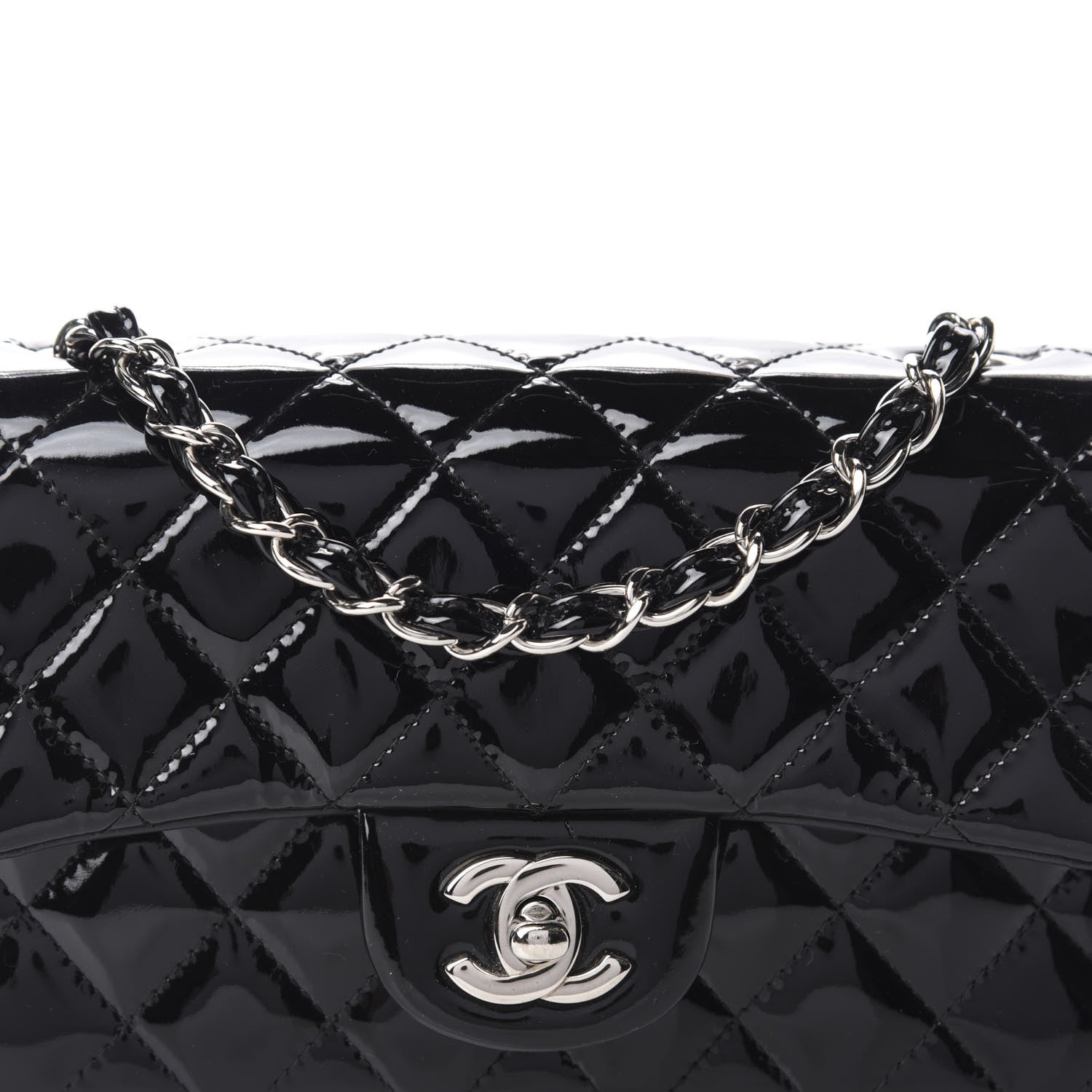 Chanel Patent Calfskin Quilted Mini Rectangular Flap Black 10 of 10
