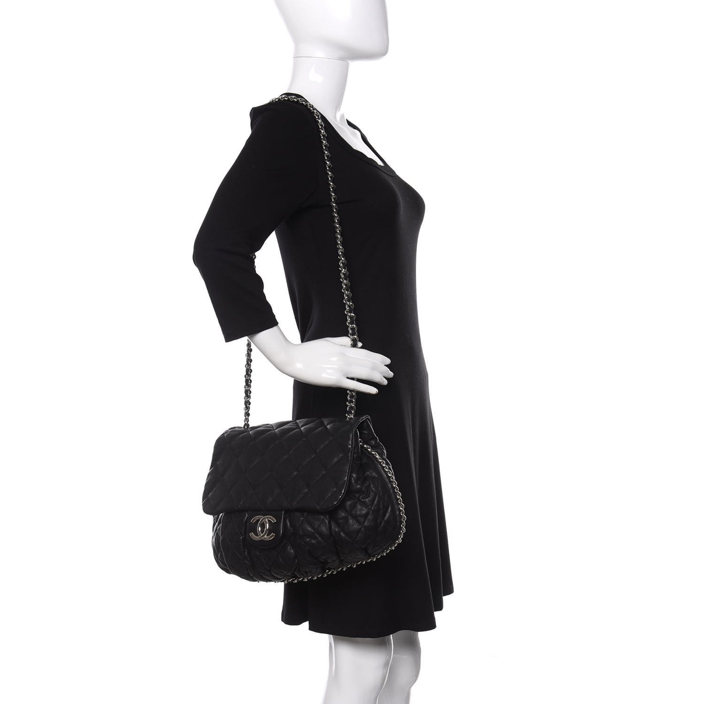 Washed Lambskin Quilted Large Chain Around Messenger