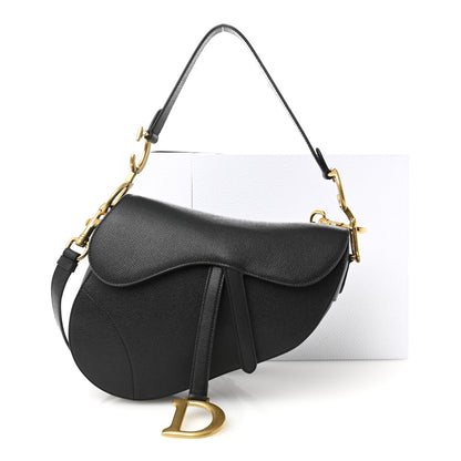 Christian Dior Grained Calfskin Saddle Bag With Strap Black 11 of 11