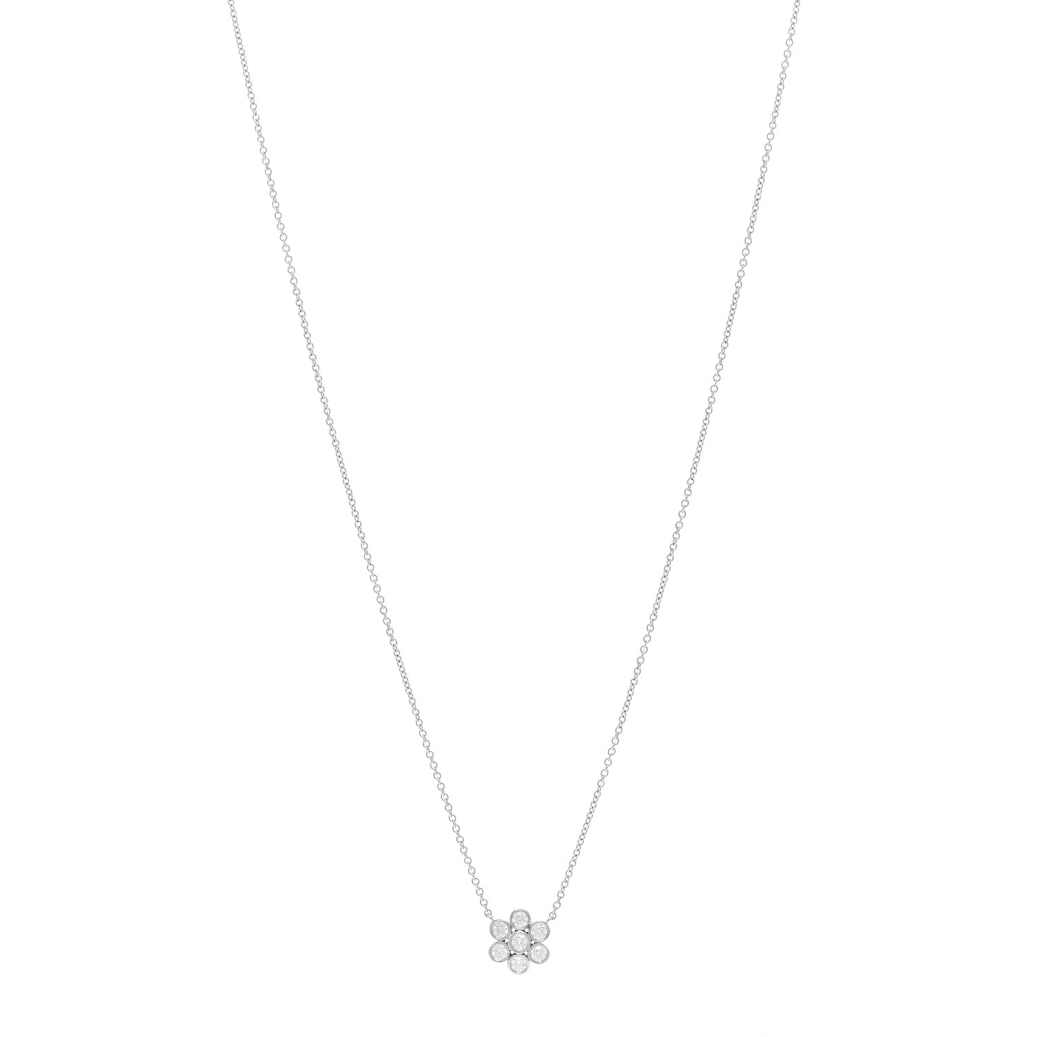 Tiffany Platinum Diamond Small Enchant Flower Pendant Necklace 1 of 5