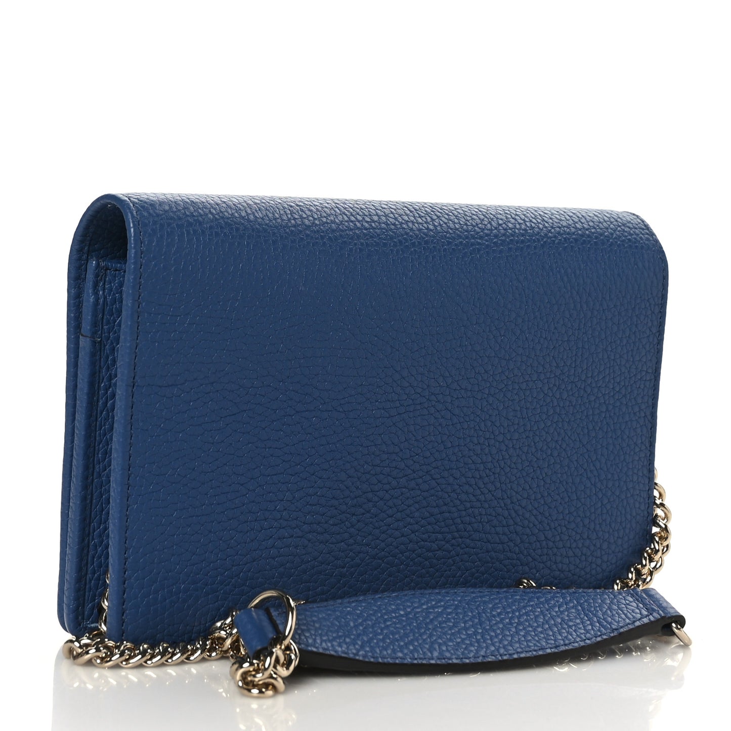 Pebbled Calfskin Soho Wallet on Chain Caspian