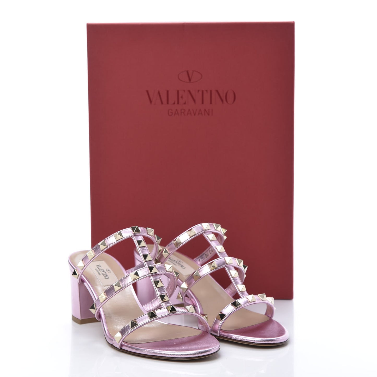 Metallic Nappa Rockstud 60mm Caged Slide Sandals 37 Giacinto