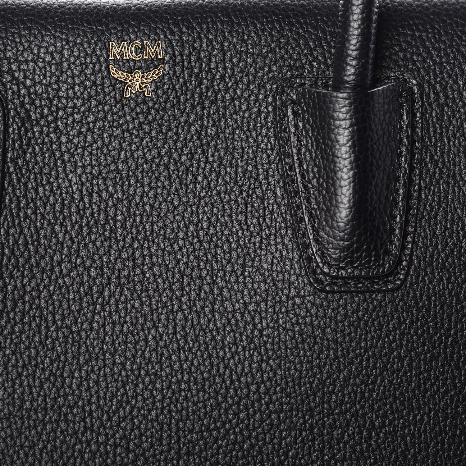 MCM Grained Calfskin Medium Milla Tote Black 9 of 10