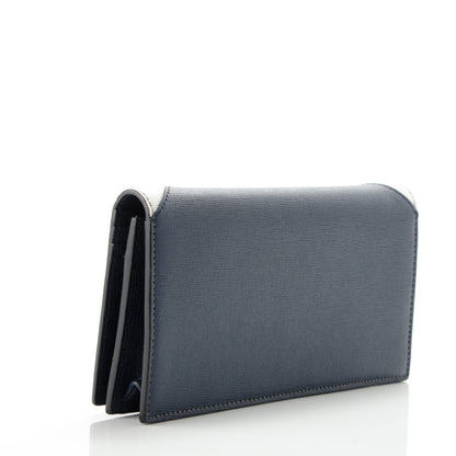 Fendi Vitello Elite Monster Eyes Inlay Bi-Color Continental Wallet Navy Multicolor 3 of 7