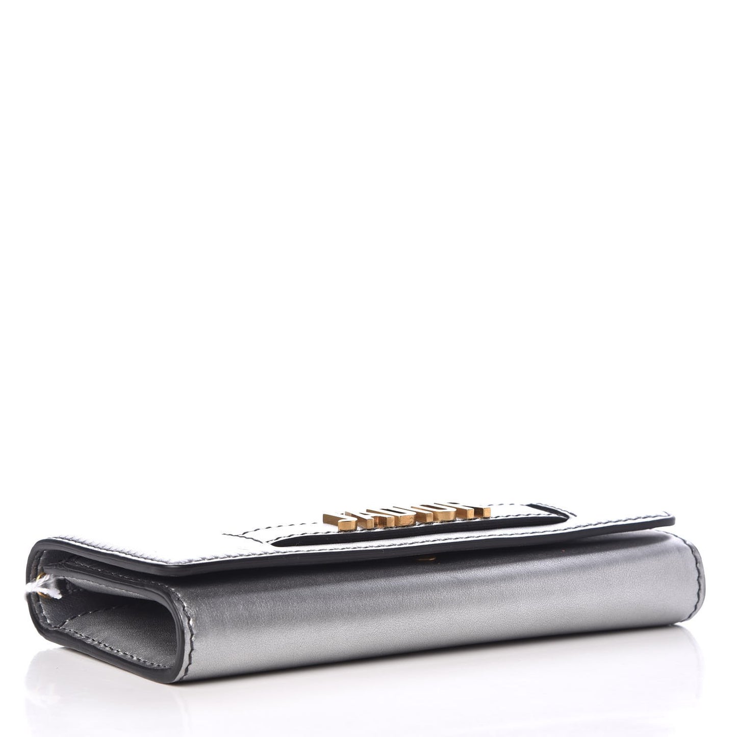 Metallic Calfskin J'Adior Croisiere Chain Wallet Silver