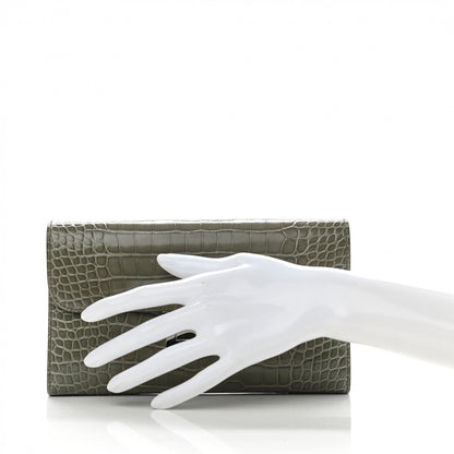 Hermes Shiny Alligator Constance Long Wallet Gris Tourterelle 2 of 8