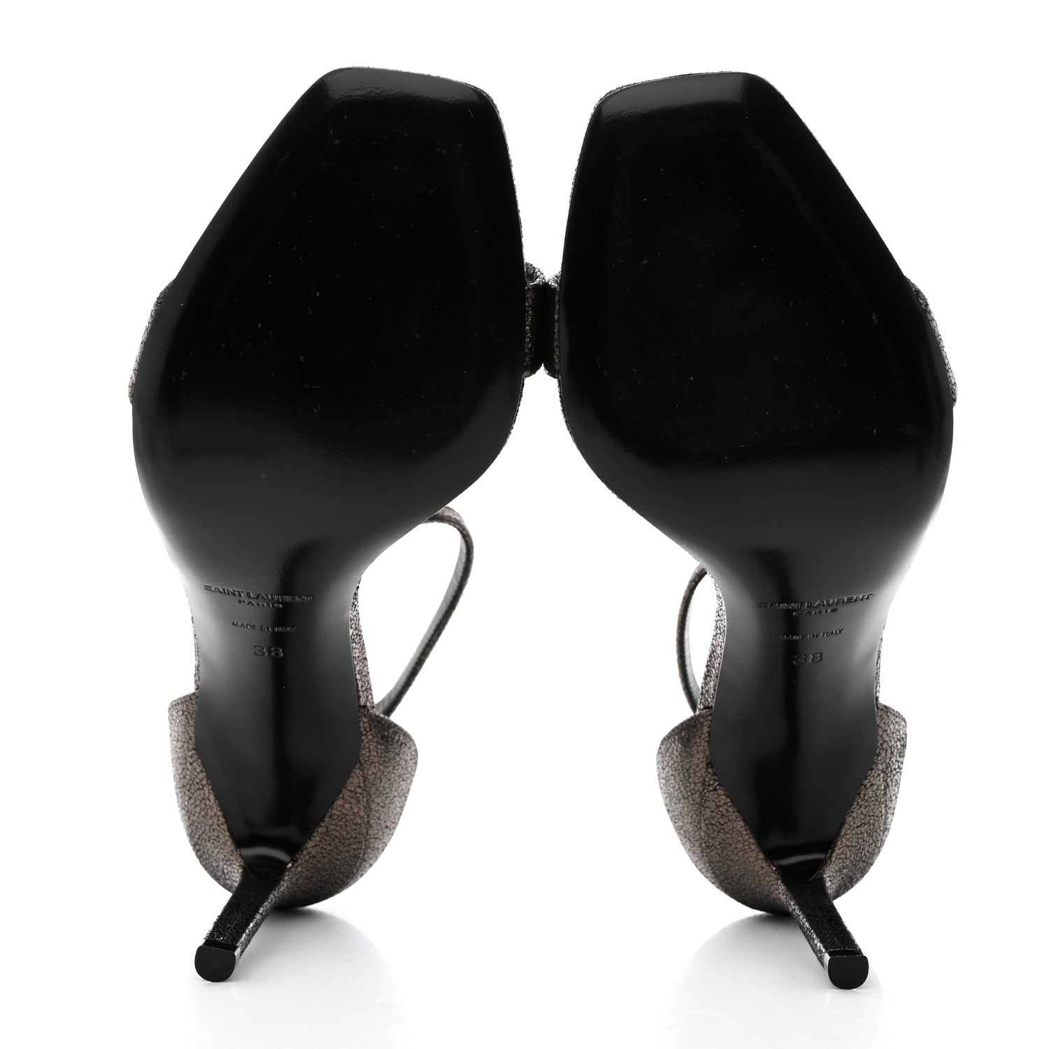 Saint Laurent Evora Amber 85 Astrap Sandals 38 Gunmetal 5 of 9