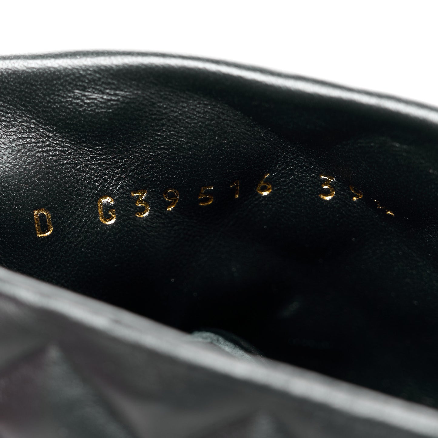 Shiny Calfskin Quilted Lace Up Combat Boots 39.5 Black