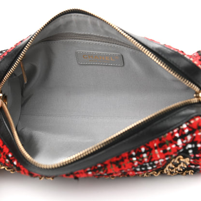 Chanel Tweed Calfskin Signe Bowling Bag Red Black 8 of 11