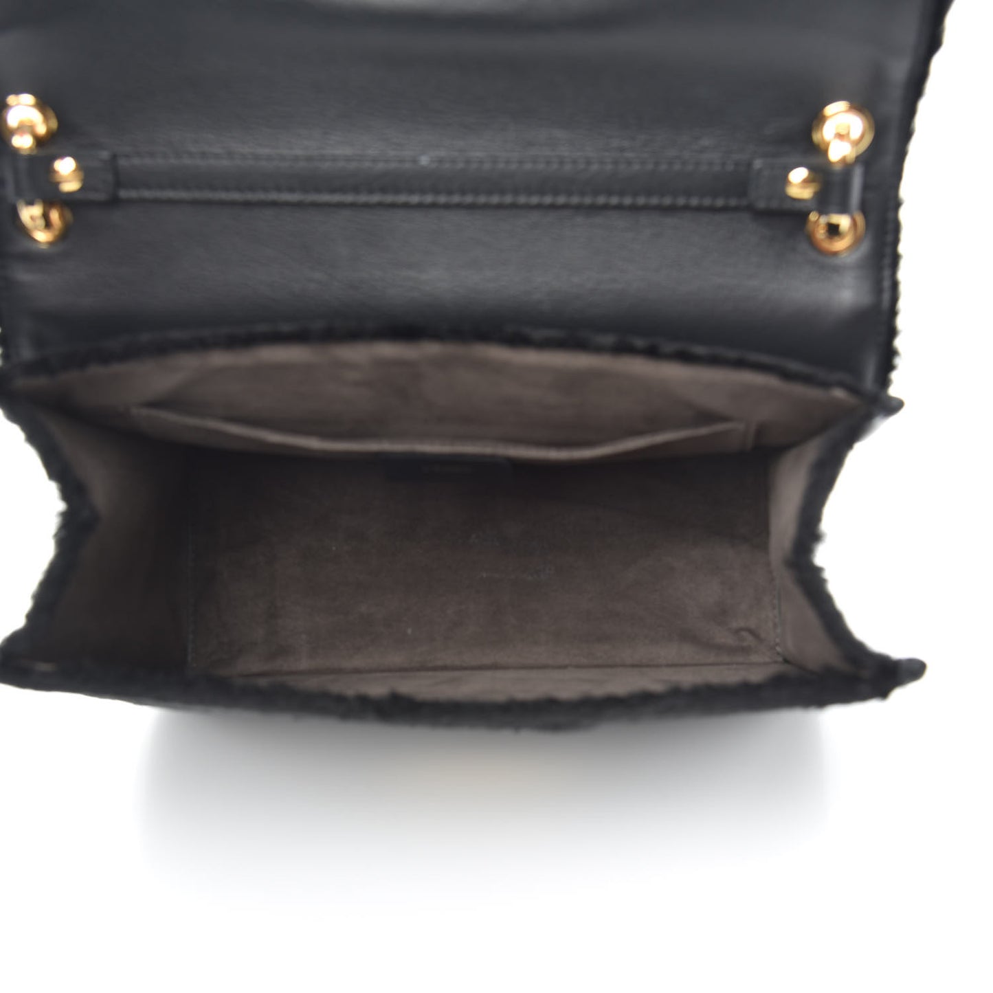 Velluto Astrakan Vitello Dolce F is Fendi Kan I Shoulder Bag Black
