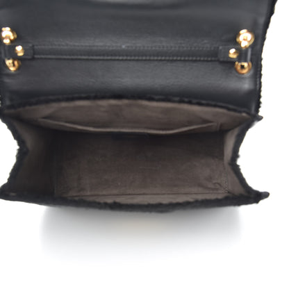 Fendi Velluto Astrakan Vitello Dolce F is Fendi Kan I Shoulder Bag Black 5 of 8