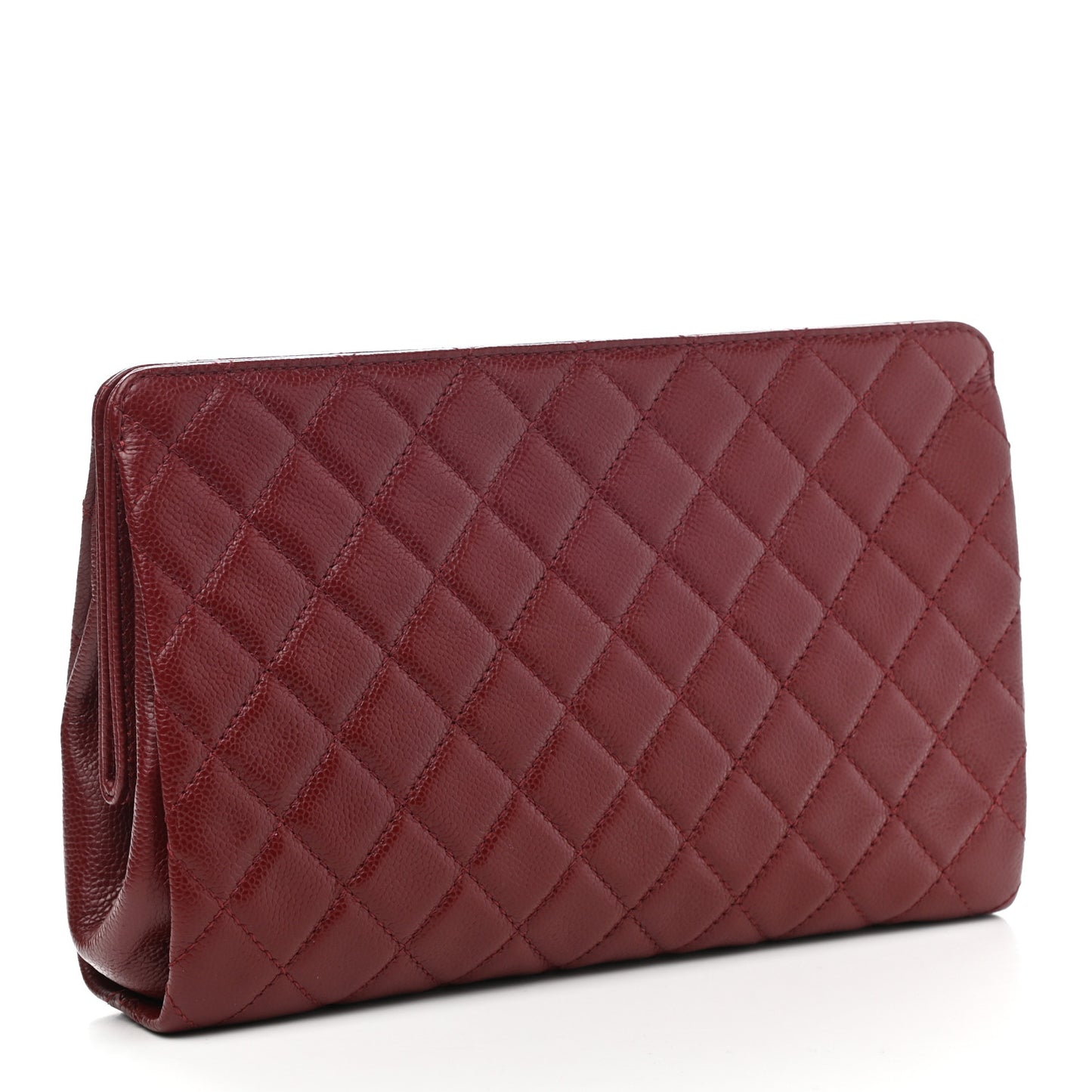Caviar Quilted CC Large Clutch Dark Red