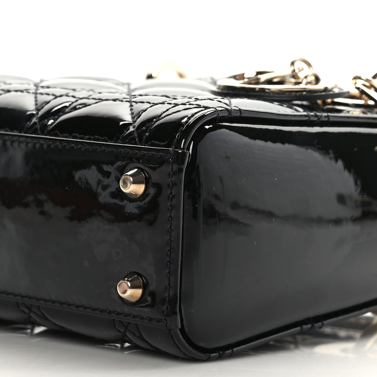 Patent Cannage Mini Lady Dior Black