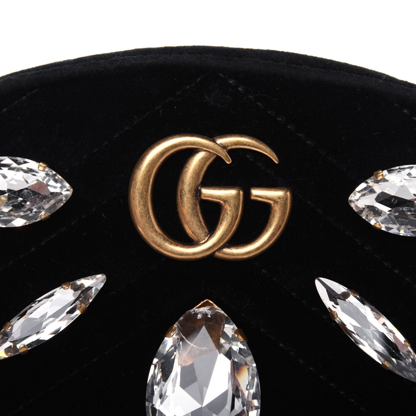 Velvet Matelasse Marquise Crystals GG Marmont Belt Bag 75 30 Black