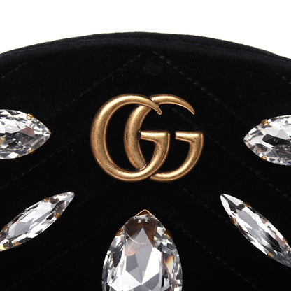 Gucci Velvet Matelasse Marquise Crystals GG Marmont Belt Bag 75 30 Black 17 of 20
