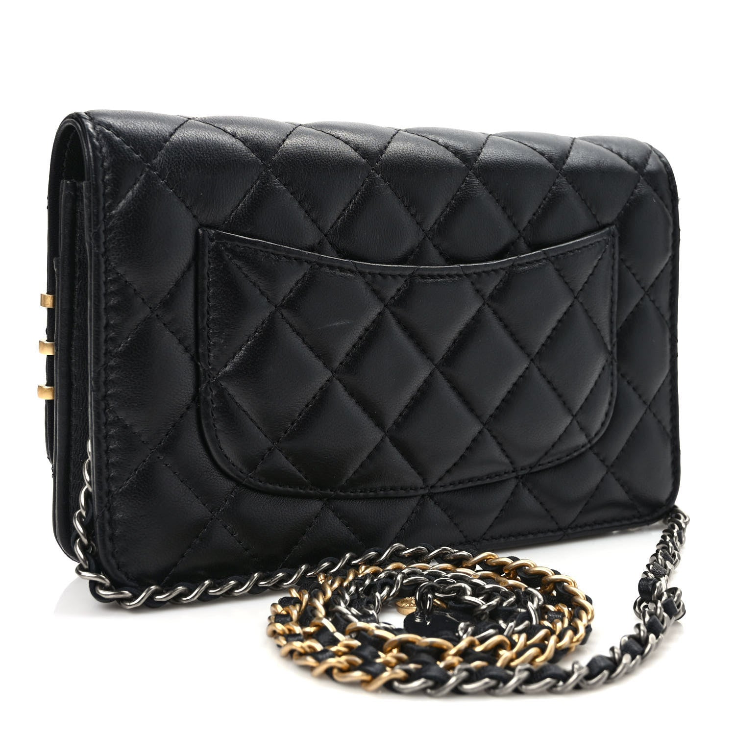 Chanel Lambskin Quilted Coco Clips Wallet On Chain WOC Black 3 of 13