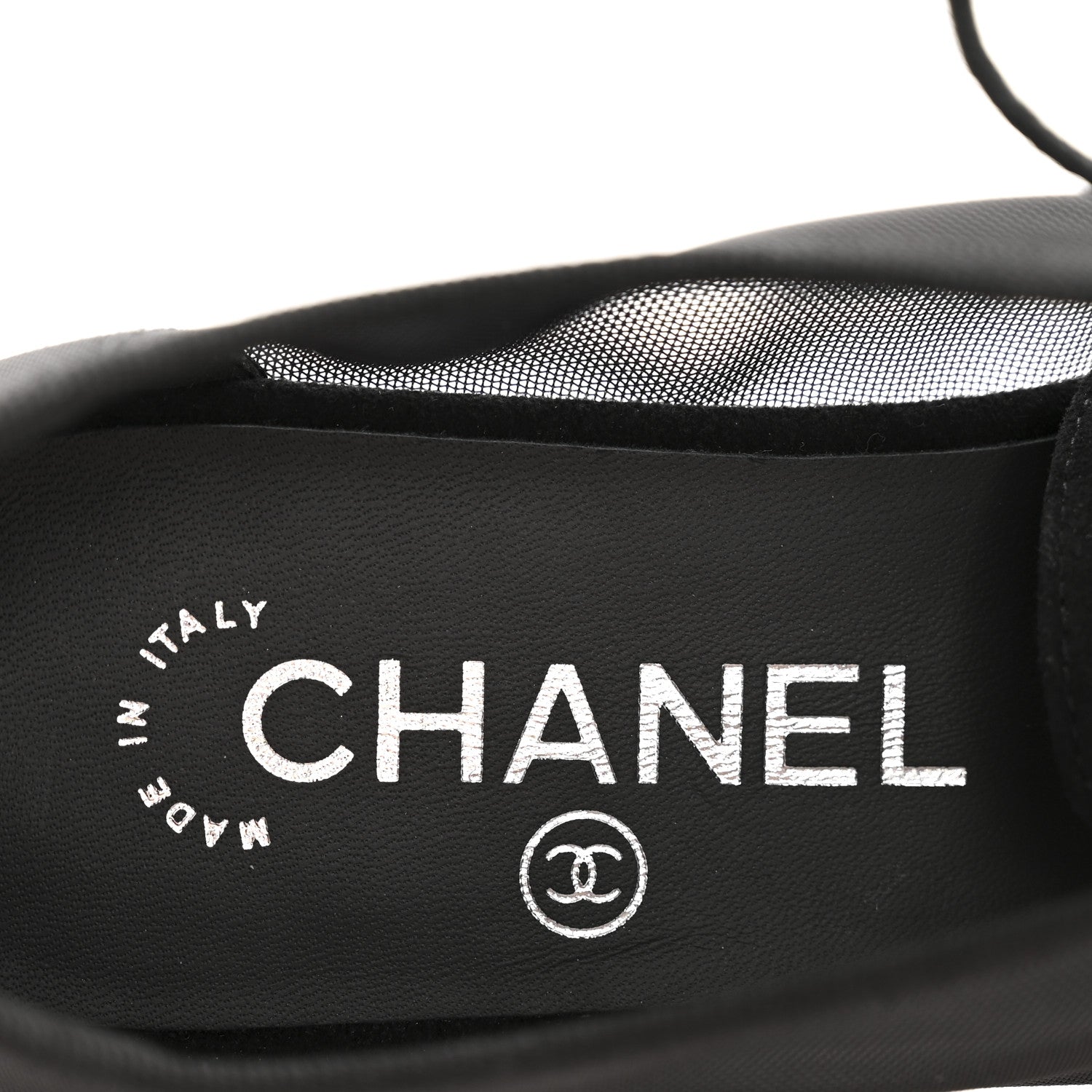 Chanel Calfskin Mesh Crystal Cap Toe CC Lace Up Oxford 35.5 Black 8 of 9
