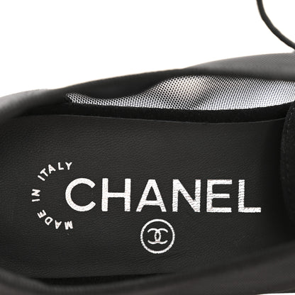 Chanel Calfskin Mesh Crystal Cap Toe CC Lace Up Oxford 35.5 Black 8 of 9