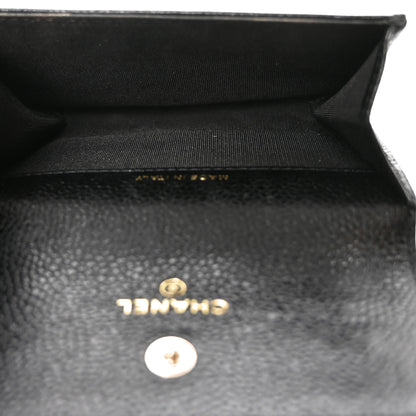 Chanel Caviar Camellia Embossed Card Holder Wallet Black 4 of 8