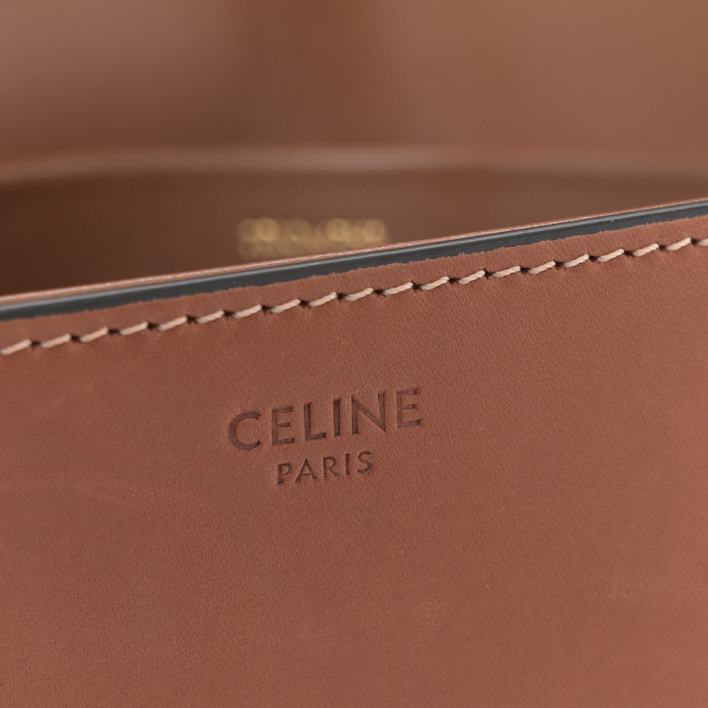 Shiny Calfskin Triomphe Shoulder Bag Tan