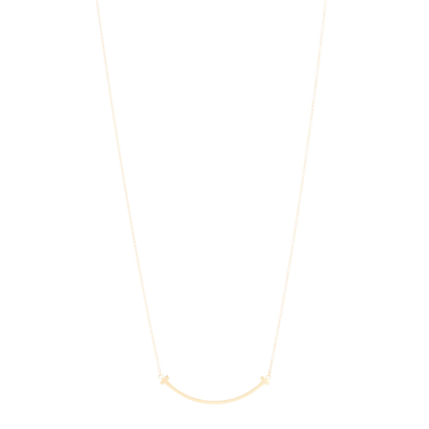 18K Yellow Gold Small T Smile Pendant Necklace