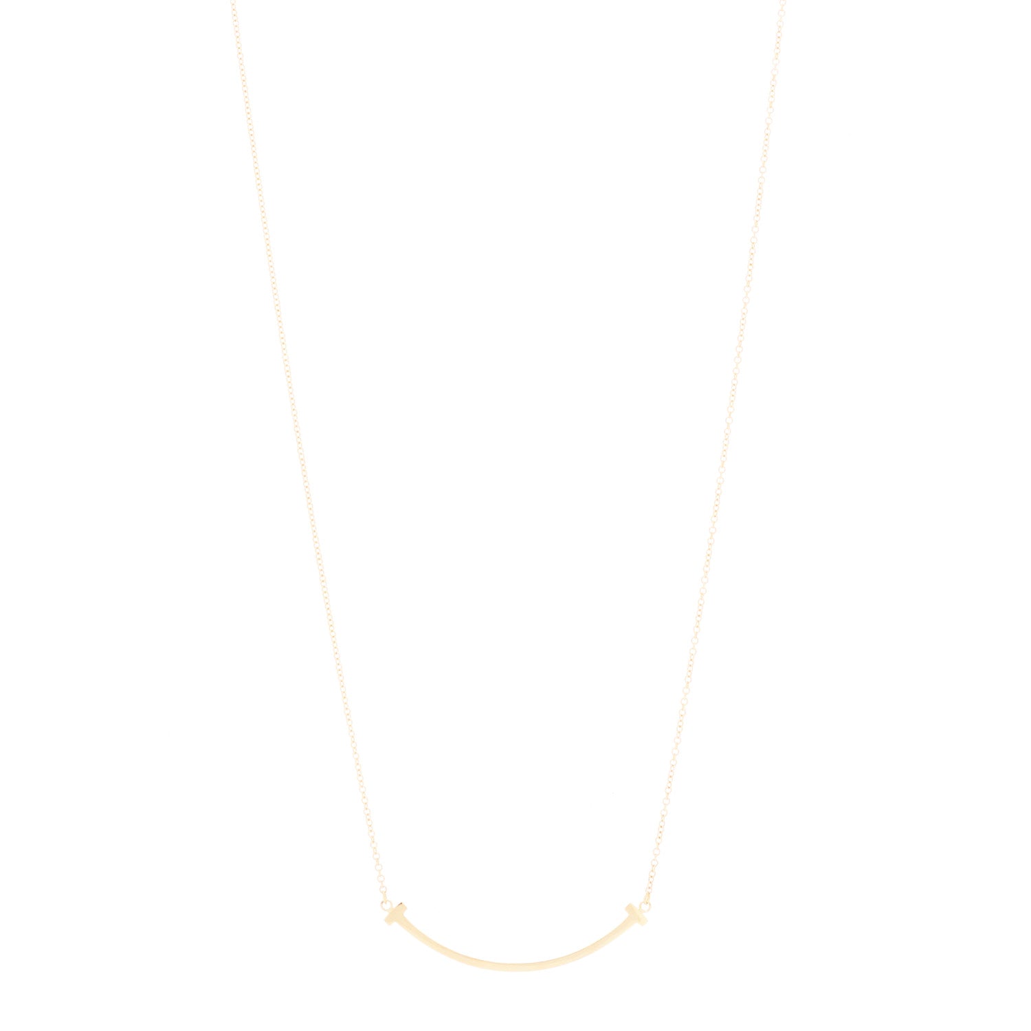 Tiffany 18K Yellow Gold Small T Smile Pendant Necklace 1 of 5