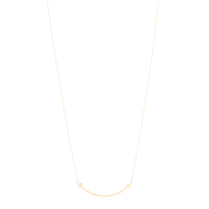 Tiffany 18K Yellow Gold Small T Smile Pendant Necklace 1 of 5