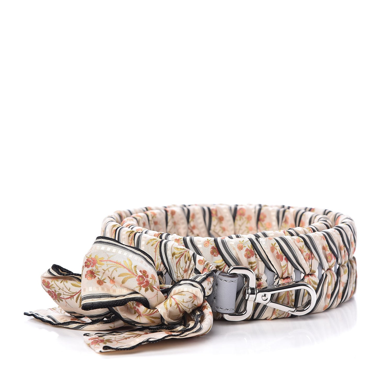 Calfskin Ribbon Lace Up Floral Strap You Grey White