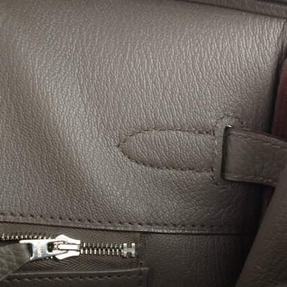Hermes Taurillon Clemence Birkin 35 Etain 20 of 21