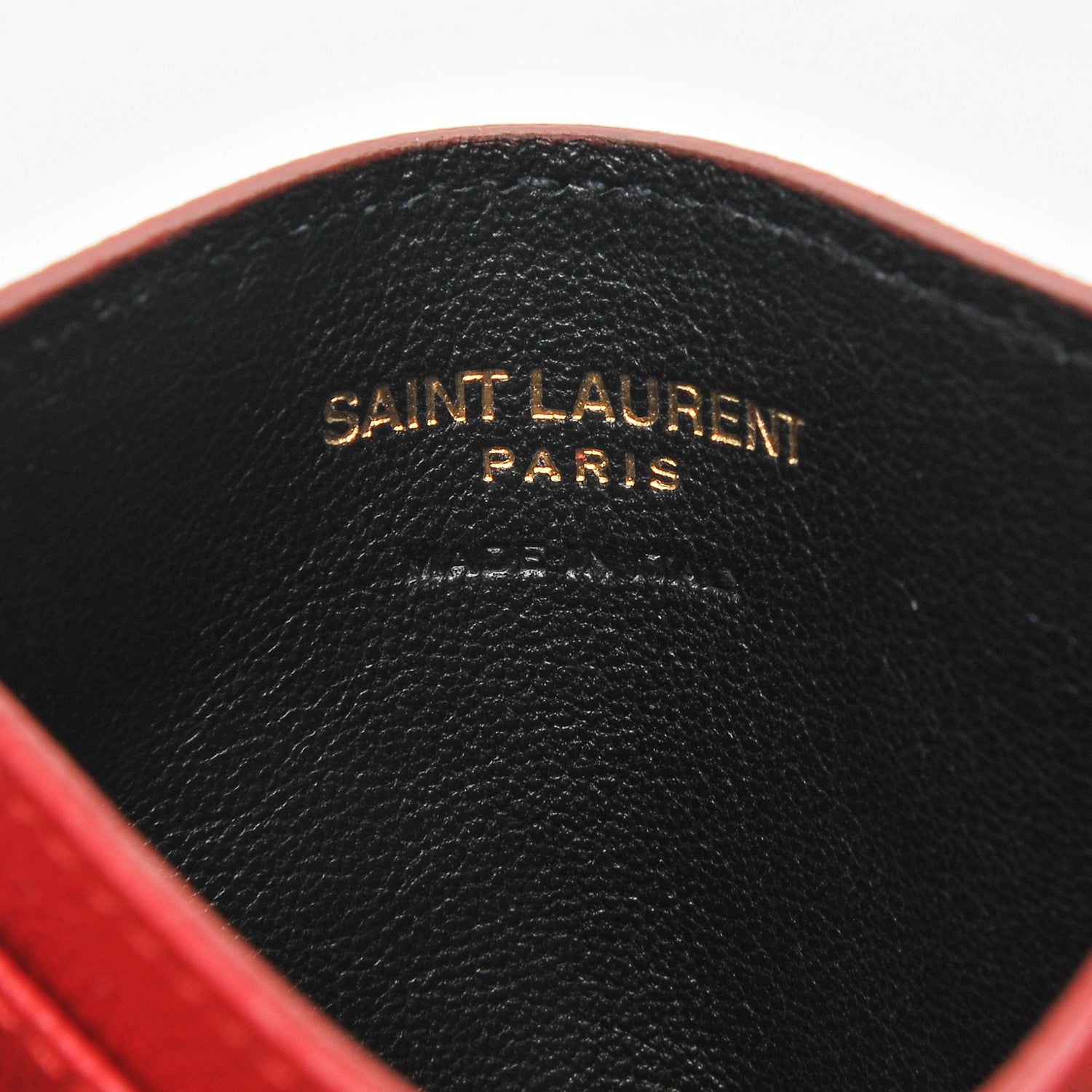 Saint Laurent Grain De Poudre Matelasse Chevron Monogram Credit Card Case New Red 6 of 6