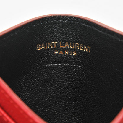 Saint Laurent Grain De Poudre Matelasse Chevron Monogram Credit Card Case New Red 6 of 6