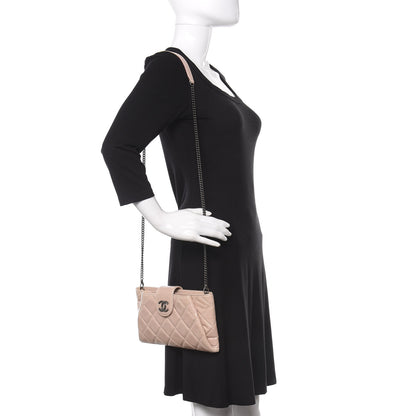 Chanel Glazed Calfskin Quilted Coco Pleats Chain Clutch Light Pink 2 of 12