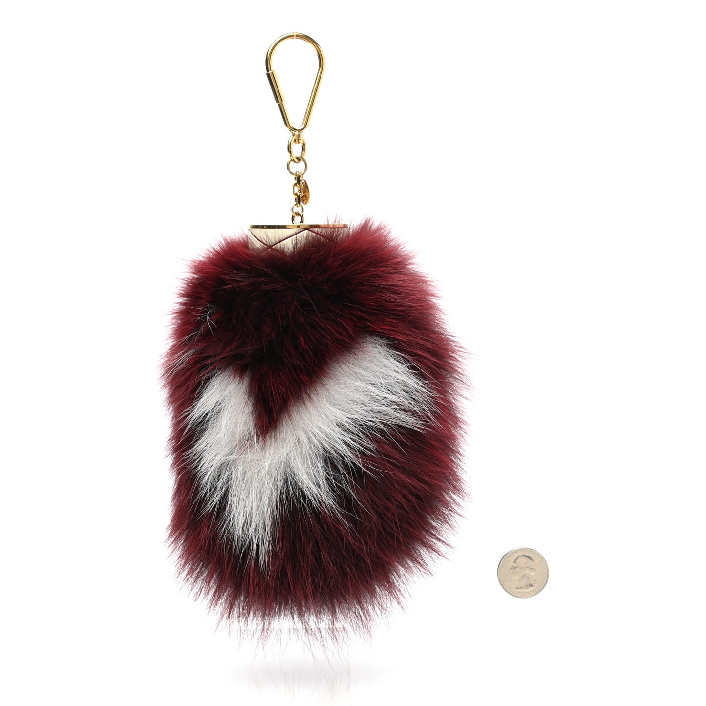 Fox Fur Fuzzy V Bag Charm Amarante