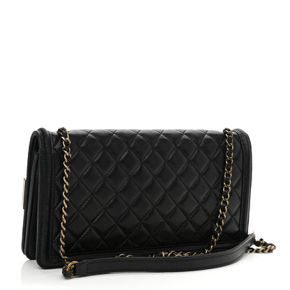 Chanel Lambskin Quilted Horizontal Boy Brick Studded Flap Black 3 of 15