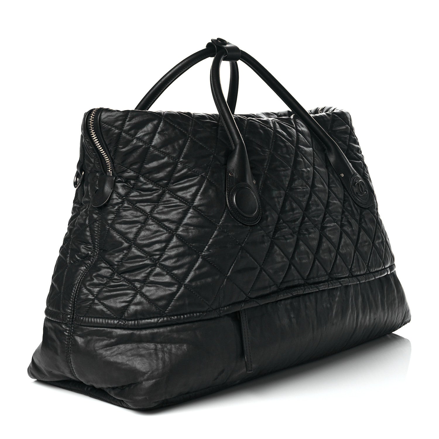 Chanel Coated Canvas Quilted Travel Bag Black 3 of 12